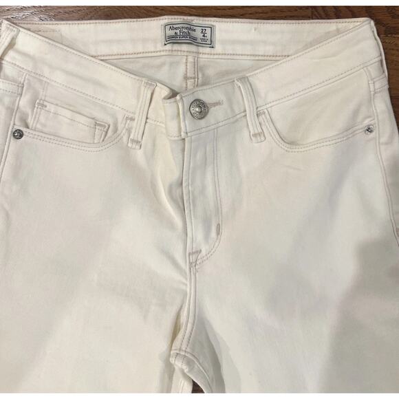 Abercrombie & Fitch Jeans Womens Cream 27/4R Harper Super Skinny Distressed - Picture 4 of 12